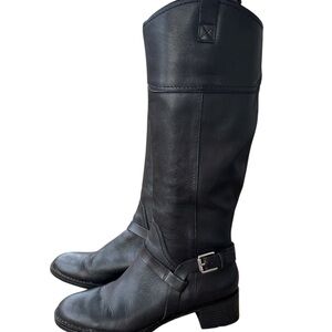 Franco Sarto Corbeit 2 Tall Leather Riding Boots -Black-Knee High sz M